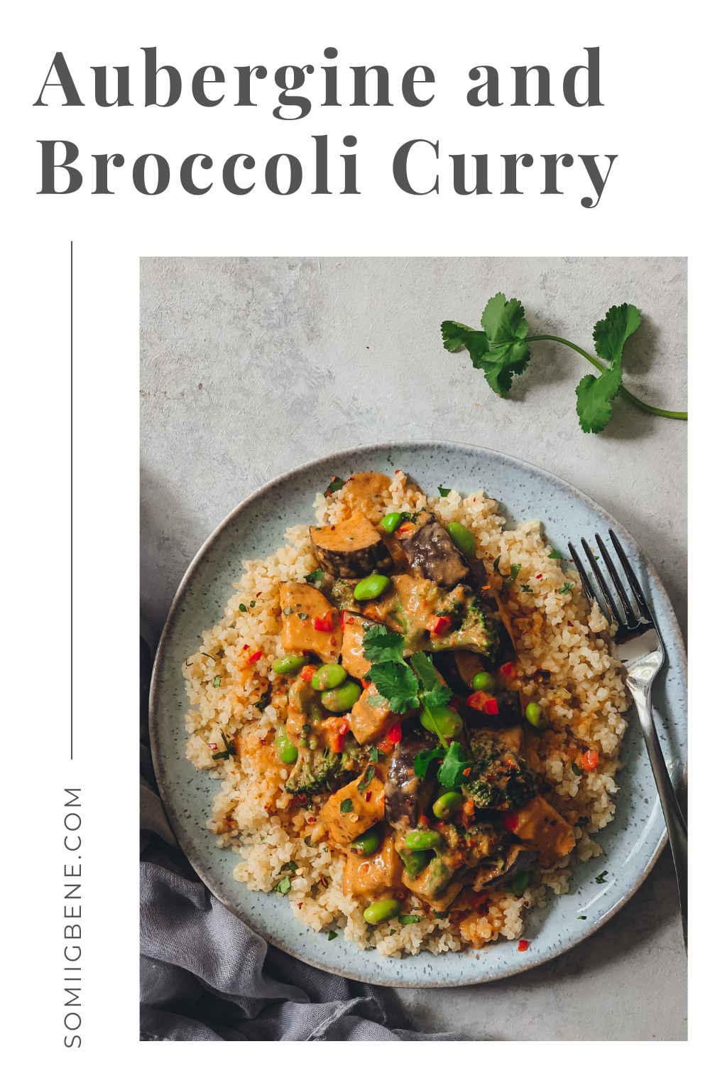 Aubergine and broccoli curry pin