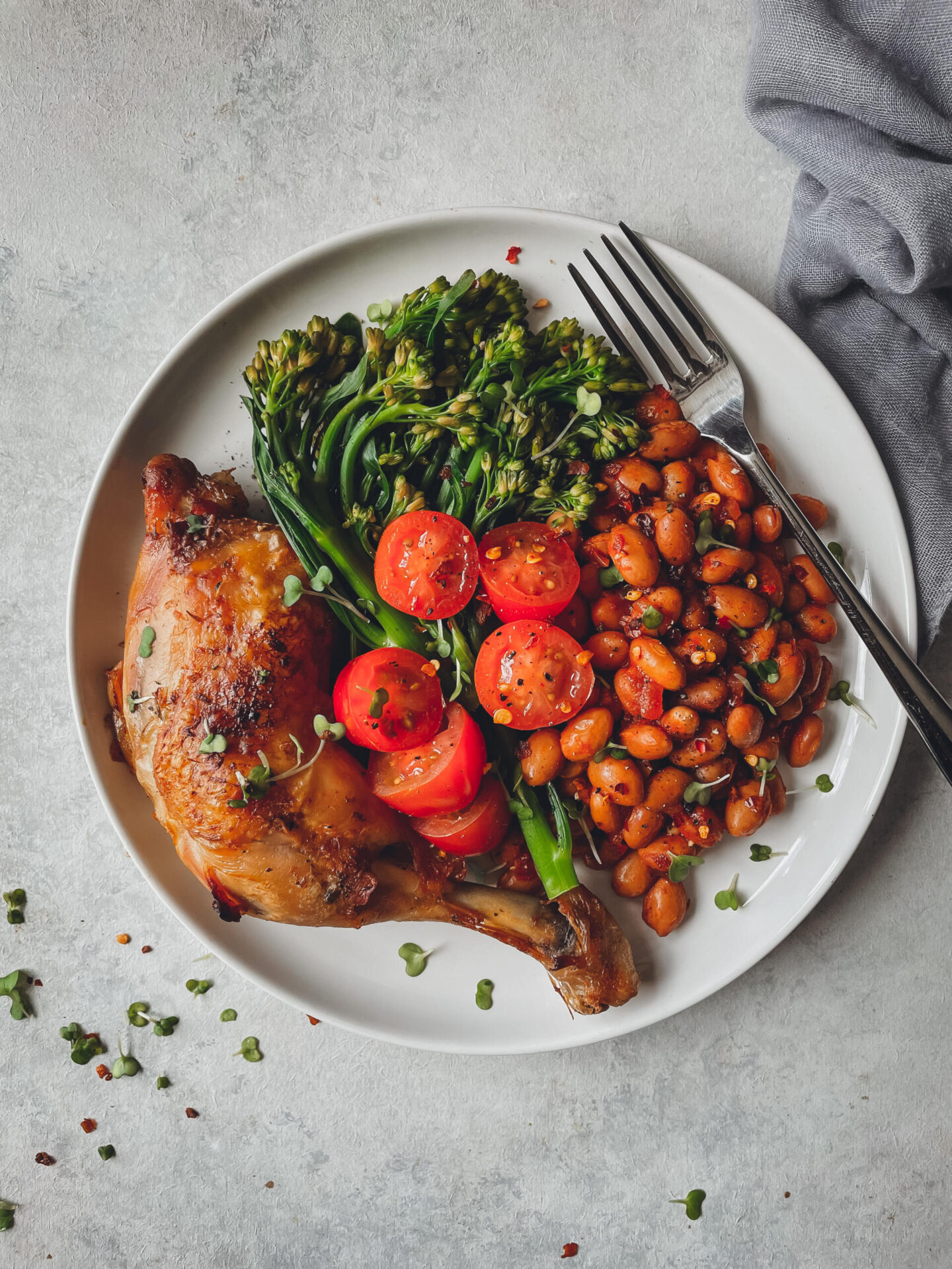 Chipotle beans, roast chicken and broccolini 1