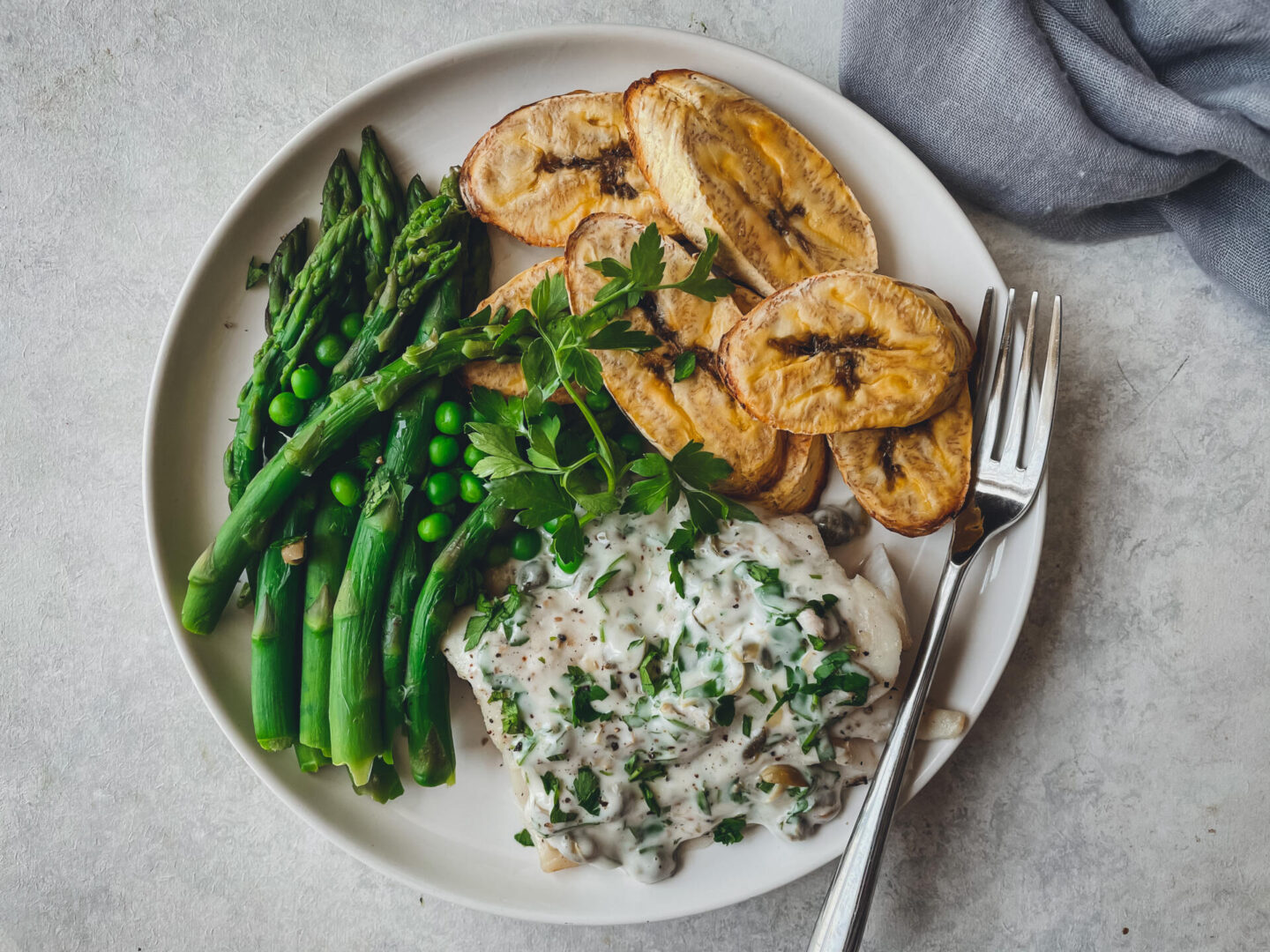 Plantain, Cod and Asparagus - Featured